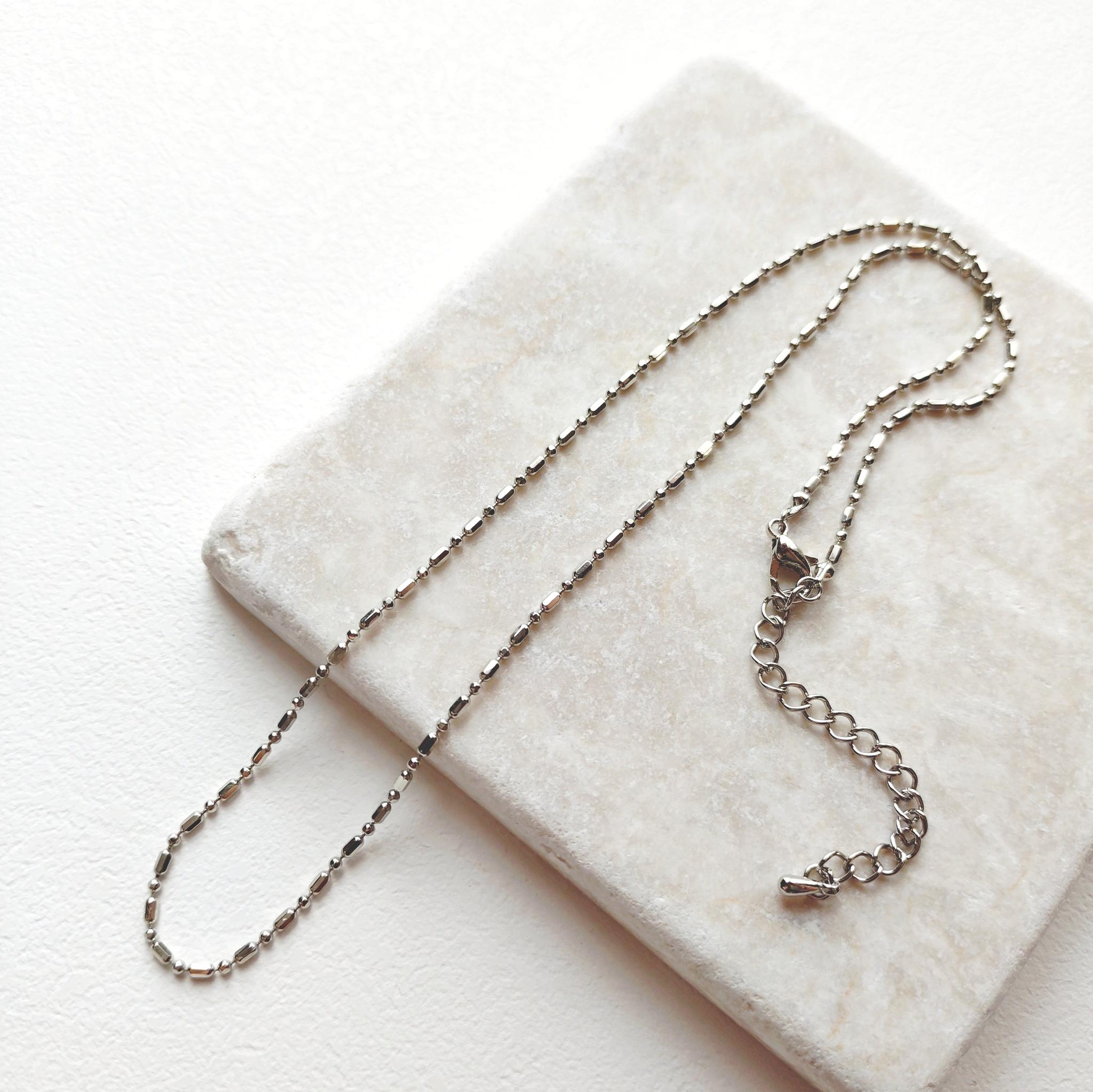 Cylinder Ball Chain Necklace/Silver Color | 2枚目